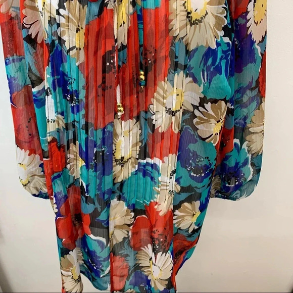Charter Club Woman's Tunic‎ 1X  Red  Blue Floral - Picture 3 of 12